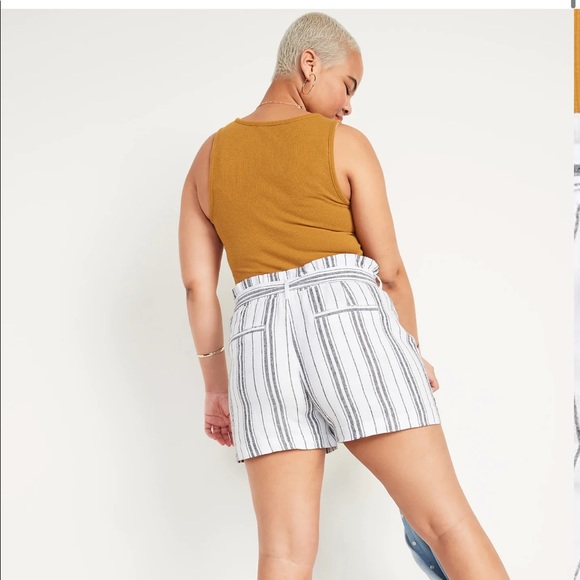 NWT OLD NAVY High-Waisted Tie-Belt Linen-Shorts - Picture 6 of 10